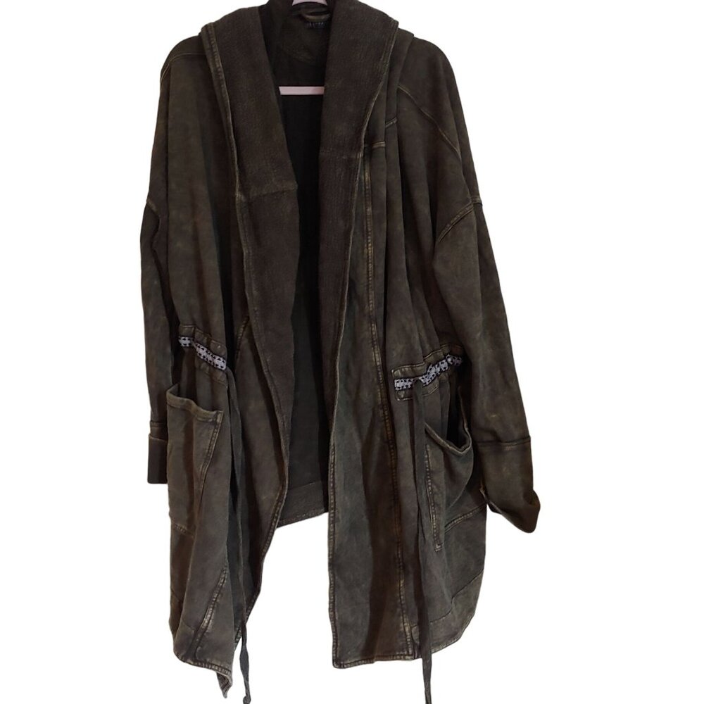 Party Clothing Label Grungy Washed Out Oversize Jacket Drawstring at Waist Large